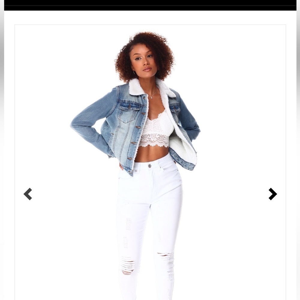 Jou Jou Denim Jacket W/Sherpa Lining  ah.
